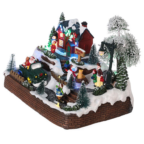 Weihnachtsszene mit Schneemann und LED-Lichtern, 15x30x15 cm 3