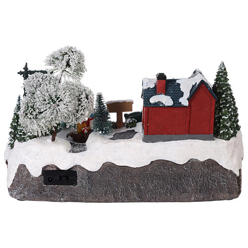 Villaggio natalizio neve macchina pupazzo movimento luci led 15x30x15 cm 5