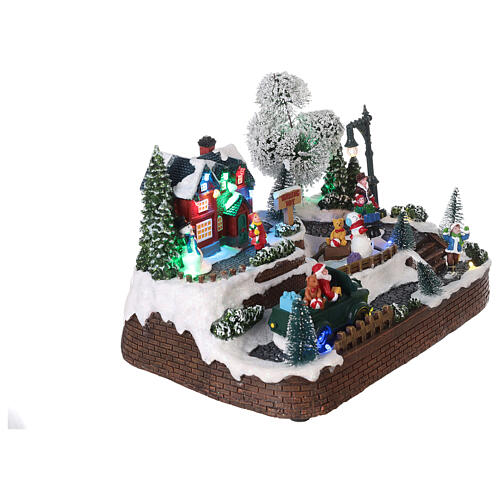 Miasteczko bożonarodzeniowe śnieg samochód bałwan ruch światełka led 15x30x15 cm 4