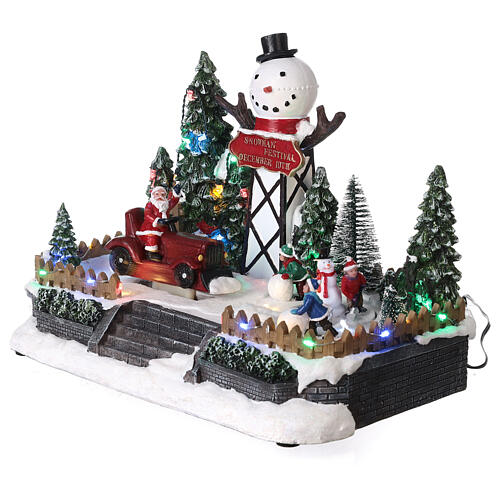 Christmas village, Snowman Festival with LED lights, 20x30x20 cm 3