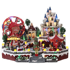 Christmas miniature set, amusement park, motion and LED lights, 45x50x40 cm