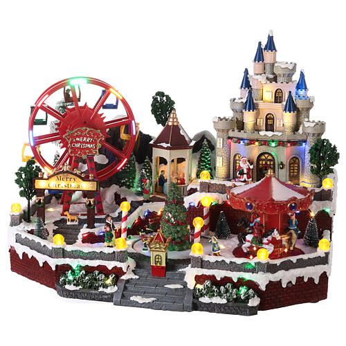 LED Christmas village snow amusement park animated lights 45x50x40 cm 3