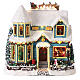 Scena natalizia neve casa slitta babbo Natale luci led 35x35x20 cm s1