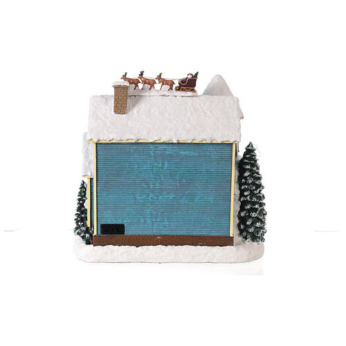 Snowy Christmas scene house sled Santa Claus LED lights 35x35x20 cm 5