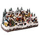 Christmas village with train in motion, snow and LED lights, 25x40x15 cm s4