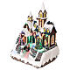 Christmas village set, church, sled and animated Christmas tree, LED lights, 30x20x20 cm s3