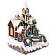 Christmas village set, church, sled and animated Christmas tree, LED lights, 30x20x20 cm s4