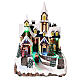 Pueblo Navidad nieve iglesia árbol movimiento luces led 30x20x20 cm s1