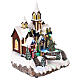 Pueblo Navidad nieve iglesia árbol movimiento luces led 30x20x20 cm s4