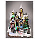 Cenário de Natal em miniatura igreja com árvore de Natal movimento luzes LED 30x21x20 cm s2