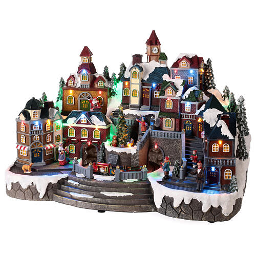 Christmas village set, train and tree in motion, LED lights, 35x50x30 cm 3