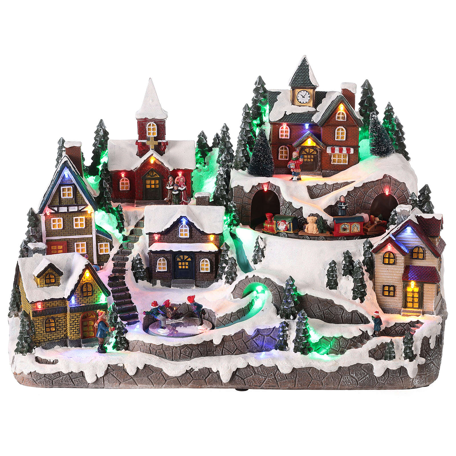 Christmas village set, animated skaters and train, LED | online sales ...