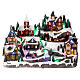 Christmas village set, animated skaters and train, LED lights, 40x45x30 cm s1