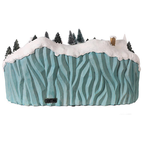 Christmas village with train in motion in a tunnel, LED lights, 30x50x30 cm 5