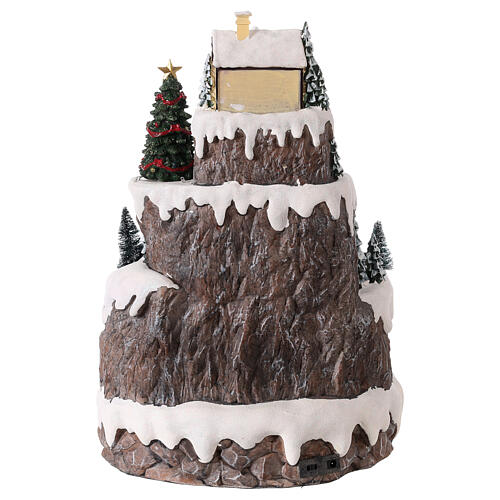 Pueblo navidad nieve montaña movimiento luces led 40x30x30 cm 5