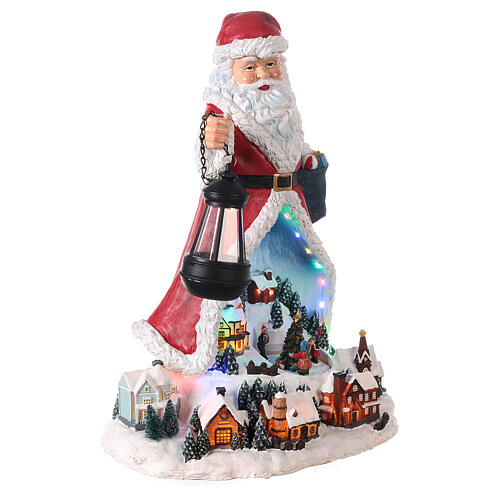 Santa Claus village music tree movement LED lights 50x35x30 cm 4