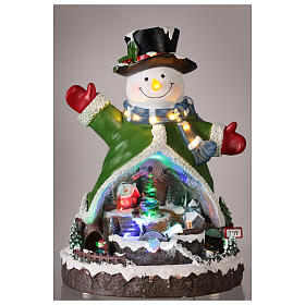 Pupazzo di neve movimento musica LED 2 funzioni 40x29x28 cm corrente