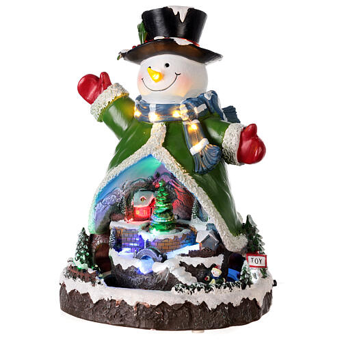 Animated Snowman music LED 2 functions 40x29x28 cm electric 3