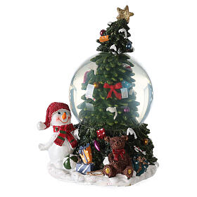 Carillon Natale albero e pupazzo neve argento antico 20x15x15 cm