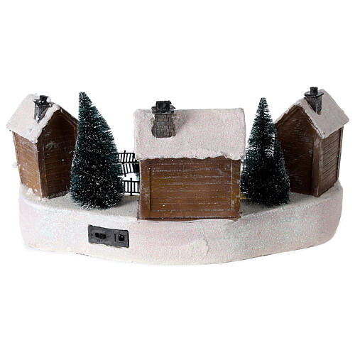 Christmas village set, ice rink with houses, motion music and LED lights, battery-operated 5