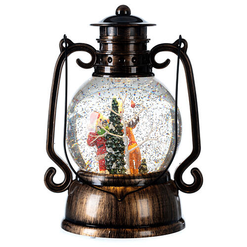 Lanterne LED Père Noël neige bronze 25x20x15 cm 6