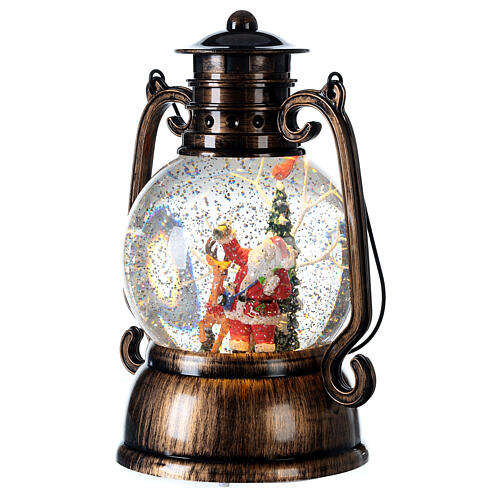 Lampion LED Święty Mikołaj śnieg, kolor brązu 25x20x16 cm 4