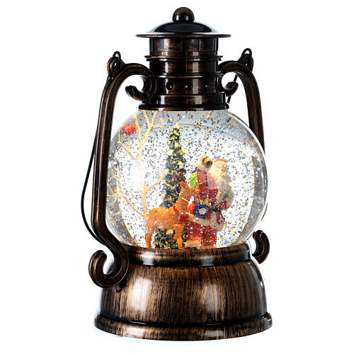 Lampion LED Święty Mikołaj śnieg, kolor brązu 25x20x16 cm 5