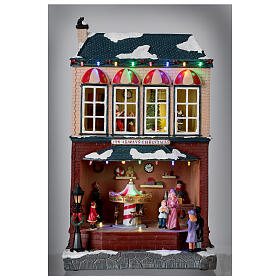 Cenário natalino em miniatura casa movimento música e luzes LED, 42x25,5x18 cm, corrente