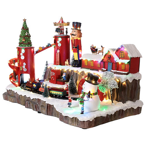 Christmas village set, gift shipping centre of Santa Claus with train and lights 40x55x30 cm 3