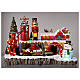 Décor de Noël centre d'expédition cadeaux Père Noël avec train et lumières 40x55x30 cm s2