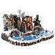 Christmas village set: ice rink with skaters in motion 20x40x35 cm s4