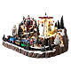 Christmas village set with train in motion, amusement park and skaters 40x70x50 cm s3