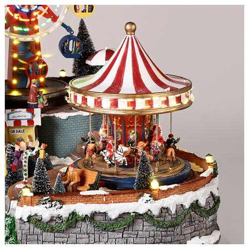 Christmas village set with lights, Christmas tree in an amusement park 60x90x60 cm 4