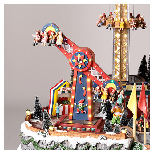 Villaggio natalizio con luci, albero di Natale, luna park, giostre 60x90x60 cm 8