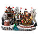 Christmas village: decorated merry-go-round, castle and sleigh ramp, motion lights and music, 25x35x25 cm s1