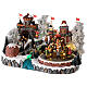 Christmas village: decorated merry-go-round, castle and sleigh ramp, motion lights and music, 25x35x25 cm s4