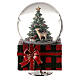 Caixa de música globo de neve árvore de Natal e filhote de veado 15x9x9 cm s1