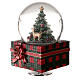 Caixa de música globo de neve árvore de Natal e filhote de veado 15x9x9 cm s3