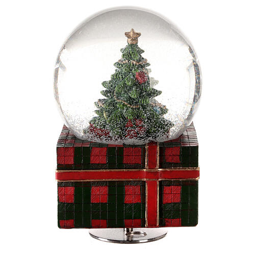 Snow globe music box Christmas tree fawn 15x10x10 cm 5