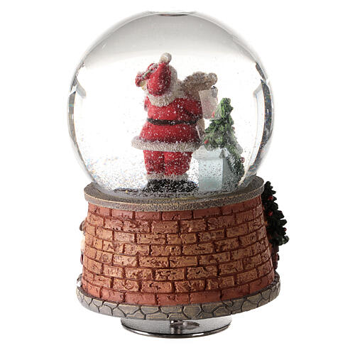 Caixa de música globo de neve lareira, Pai Natal e presentes 15x10x10 cm 5