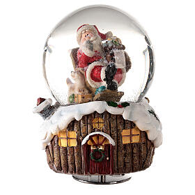 Musical Christmas snow globe Santa dogs gifts 15x10x10