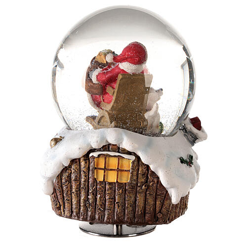 Musical Christmas snow globe Santa dogs gifts 15x10x10 5
