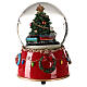 Caixa de música globo de neve árvore de Natal enfeitada com base vermelha 14x10x10 cm s5