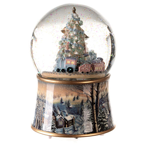 Caixa de música globo de neve árvore de Natal, brinquedos e comboio 14x10x10 cm 2