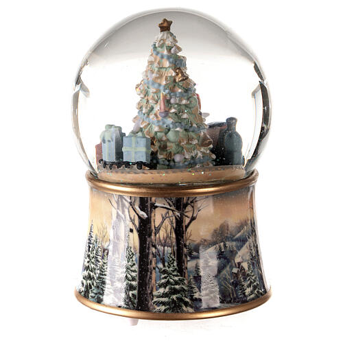 Caixa de música globo de neve árvore de Natal, brinquedos e comboio 14x10x10 cm 5