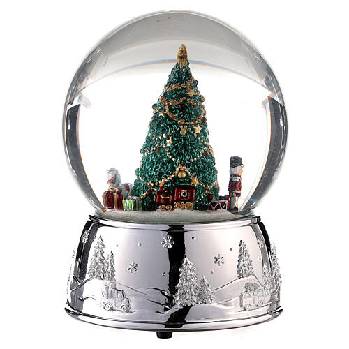 Carillón navideño árbol Navidad base plateada 15x10x10 1