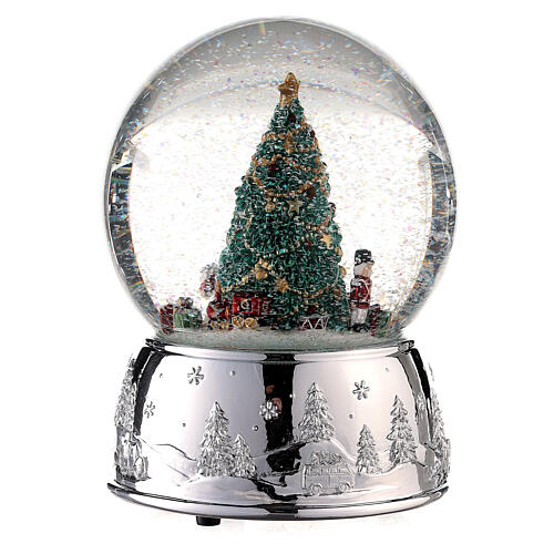 Carillón navideño árbol Navidad base plateada 15x10x10 2