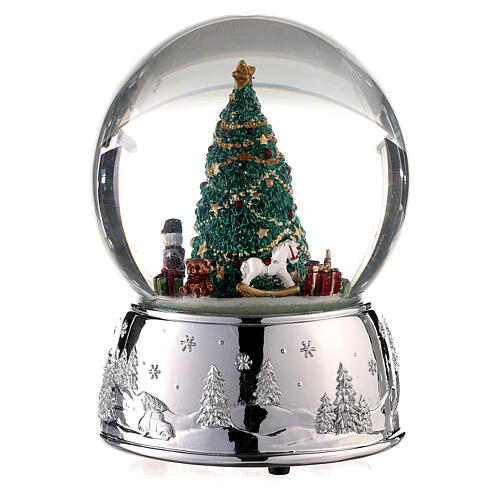 Carillón navideño árbol Navidad base plateada 15x10x10 3