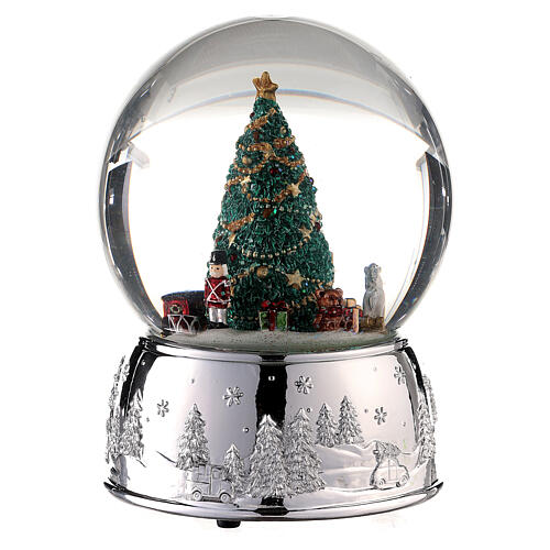Carillón navideño árbol Navidad base plateada 15x10x10 4
