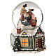 Christmas snow globe music box Santa Claus reindeer sleigh 15X15X10 s4